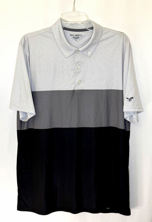 Golf Of America Polo Men’s Large Grey/Black Performance Shirt