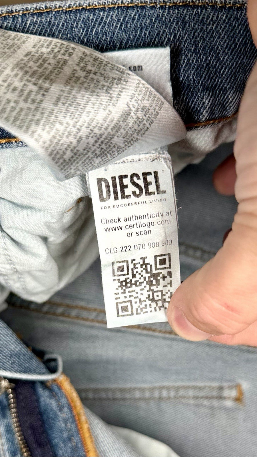 Diesel Jeans Distressed 2019 D-Strukt Mens 34x32 Slim Blue Cotton Blend Denim