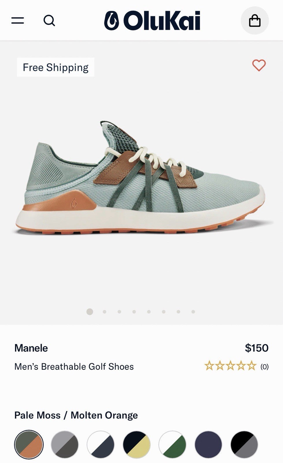 Olukai Manele Golf Shoes / Pale Moss-Orange / Size 11.5 / Worn Once / $150 New