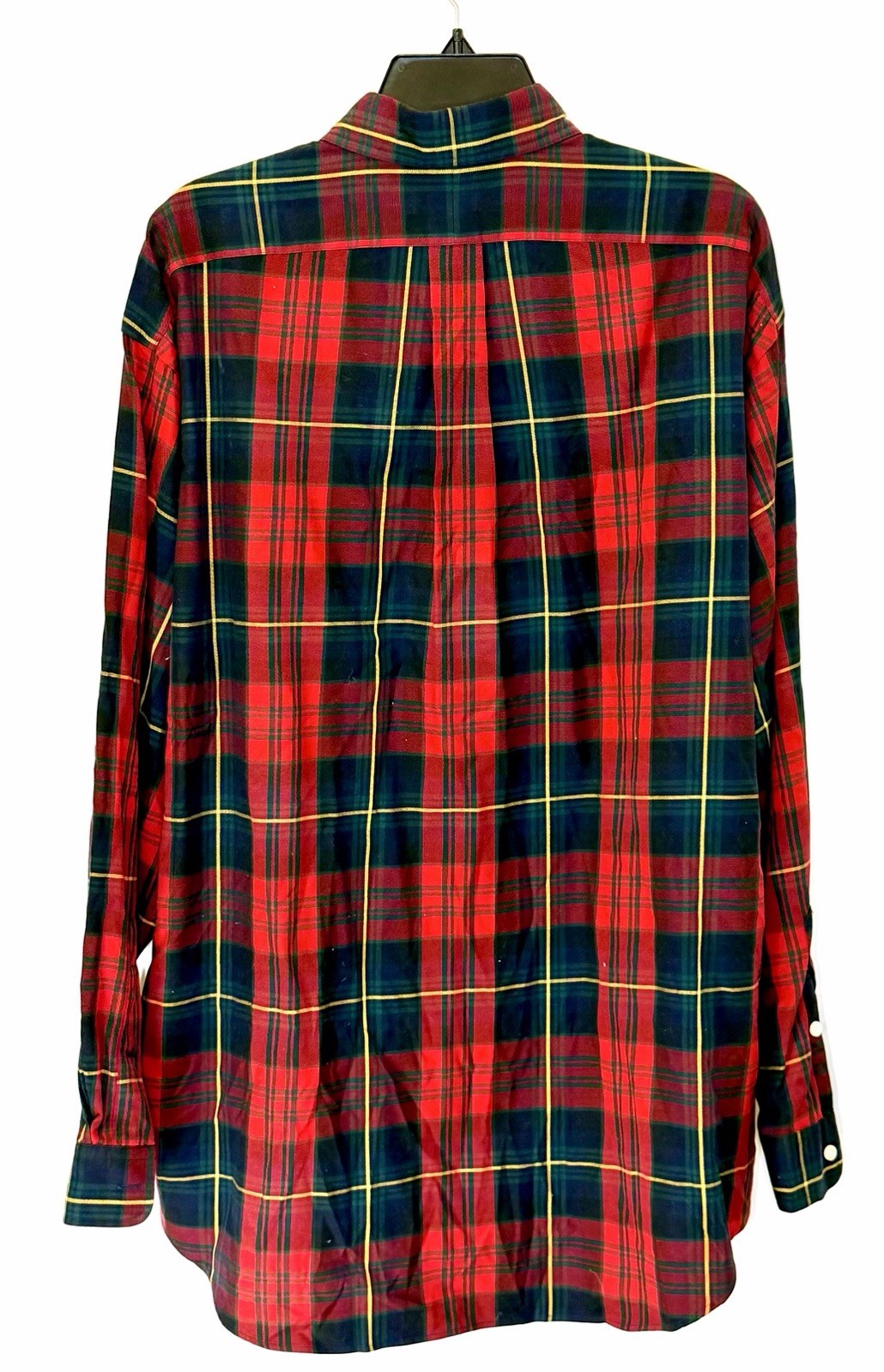 Ralph Lauren Golf Tilden Button Down Large Red Tartan Plaid Crest Vintage 90’s
