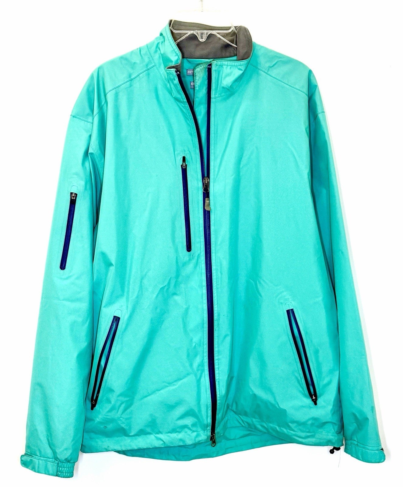 Peter Millar Element 4 Water Full Zip Teal Zip Pockets Golf Windbreaker Jacket L