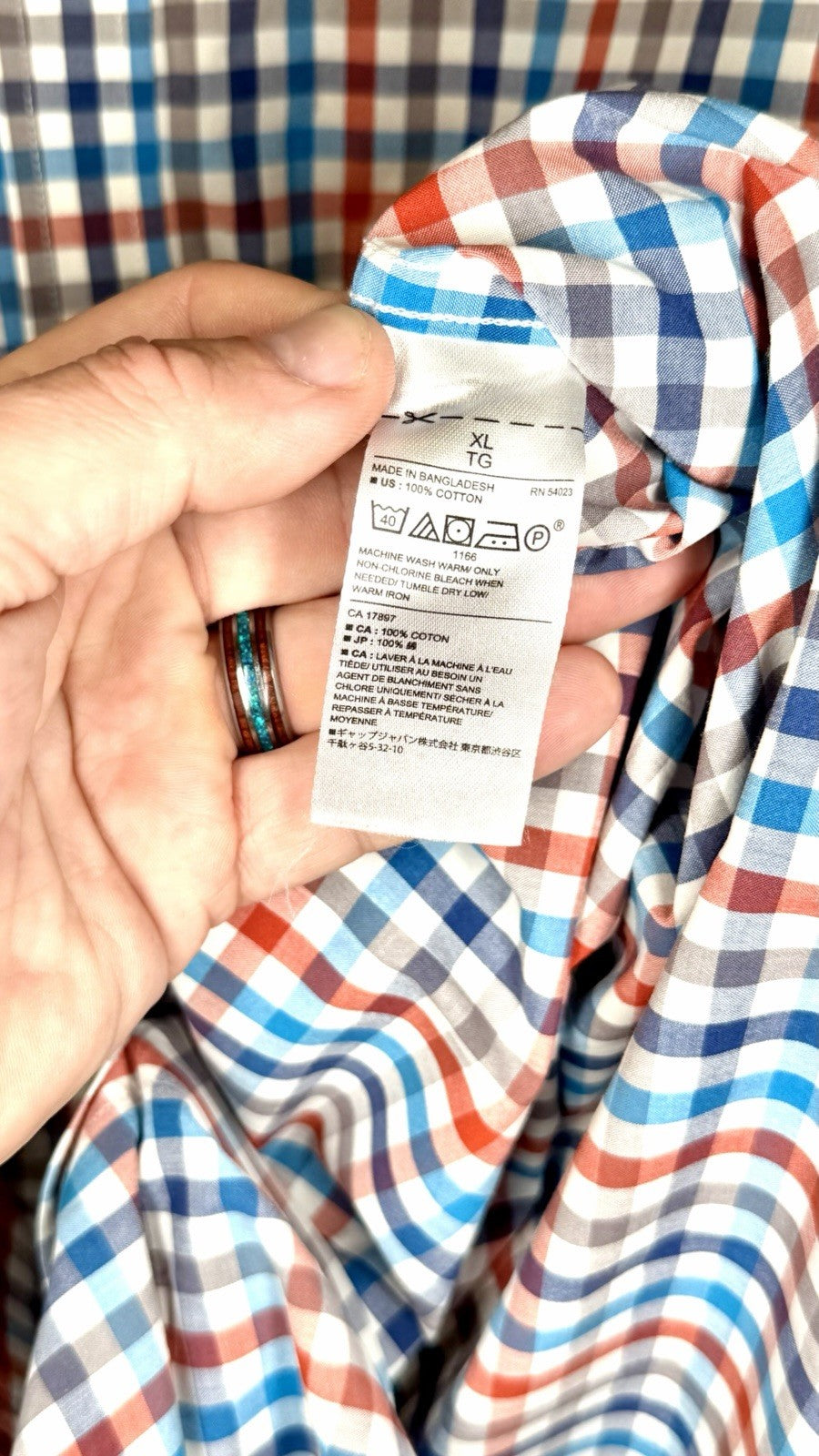 Banana Republic Non-Iron Slim Fit Men's Classic Check  Long Sleeve Shirt Size XL