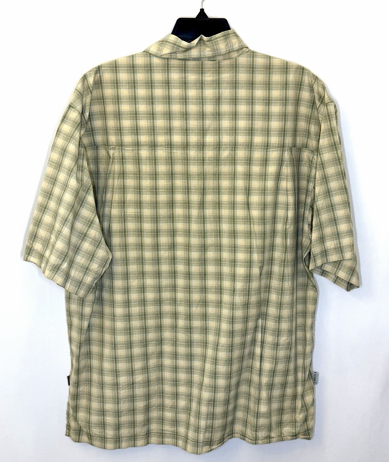 Simms Mens Shirt Size Large Fishing Outdoor  Button Front Plaid Green Cotton