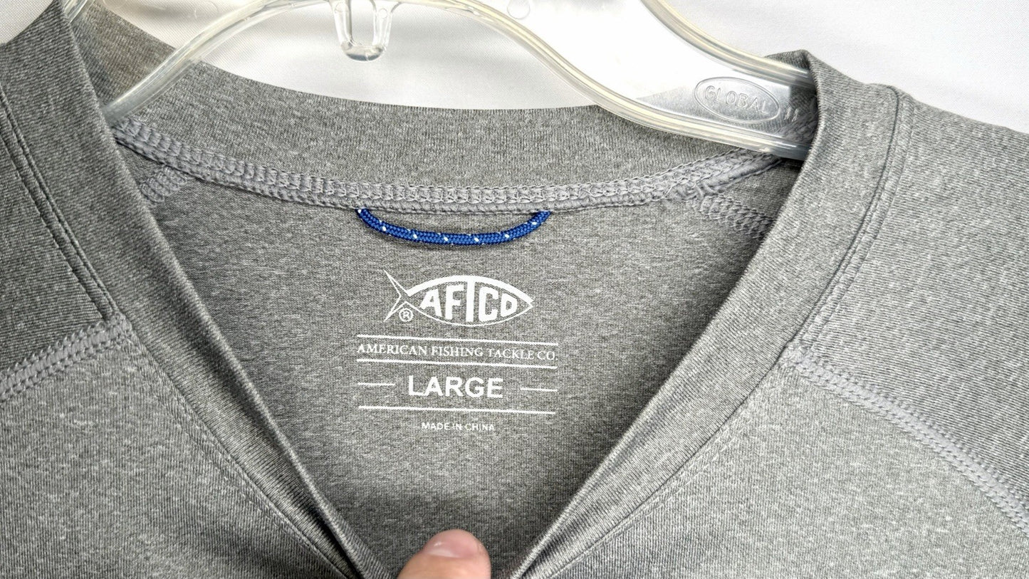 AFTCO Samurai Sun Protection Long Sleeve Shirt / Steel Heather / Men’s Large