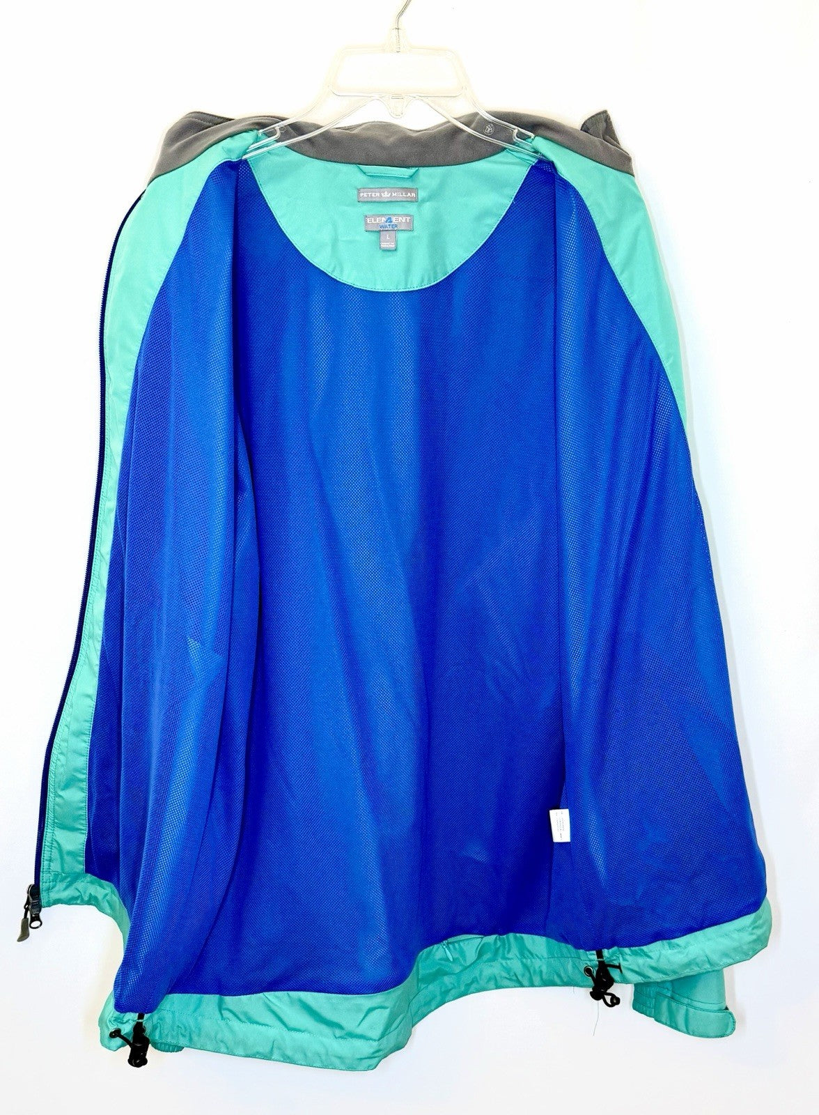 Peter Millar Element 4 Water Full Zip Teal Zip Pockets Golf Windbreaker Jacket L