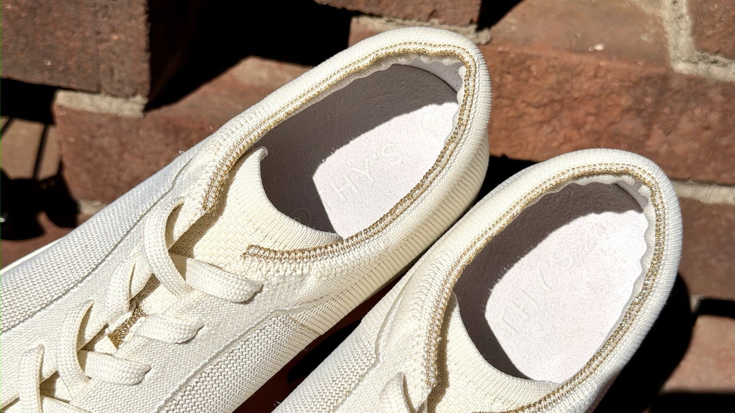 Rothy's The Lace Up Limited Edition Golden Metallic Women's Size 10 Knit Sneaker