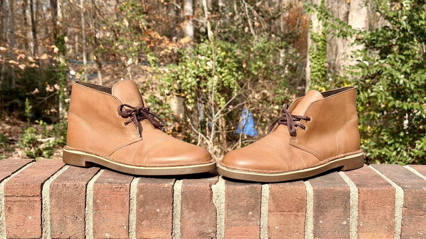 Clarks Mens Bushacre Ankle Chukka Boots Brown Round Toe Lace Up 9.5 M