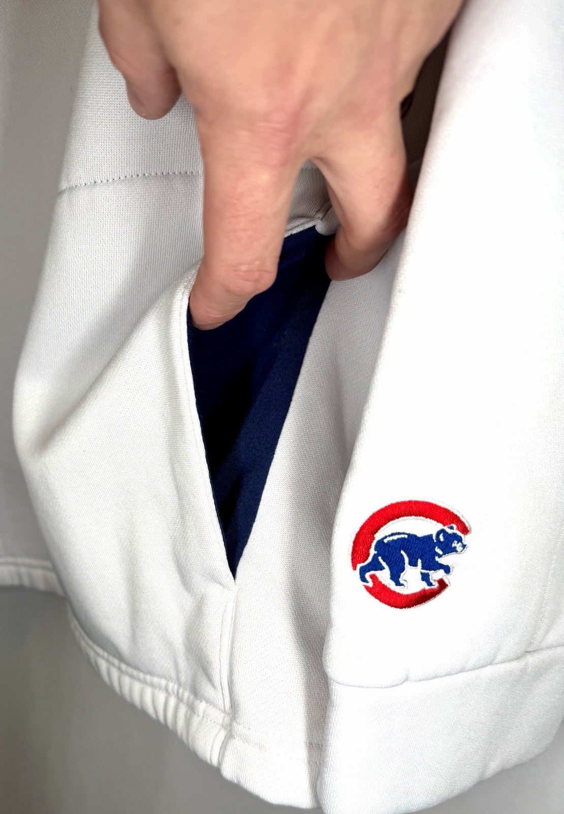 Vintage Lee Sports Chicago Cubs Embroidered White 1/4 Zip Pull Over Men’s XL