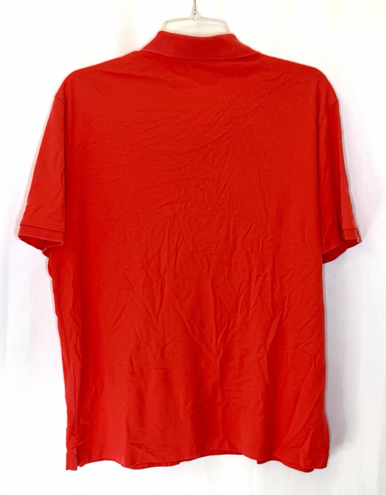 Polo Ralph Lauren Red Short Sleeve Polo Shirt Blue Pony Men's Large Performance