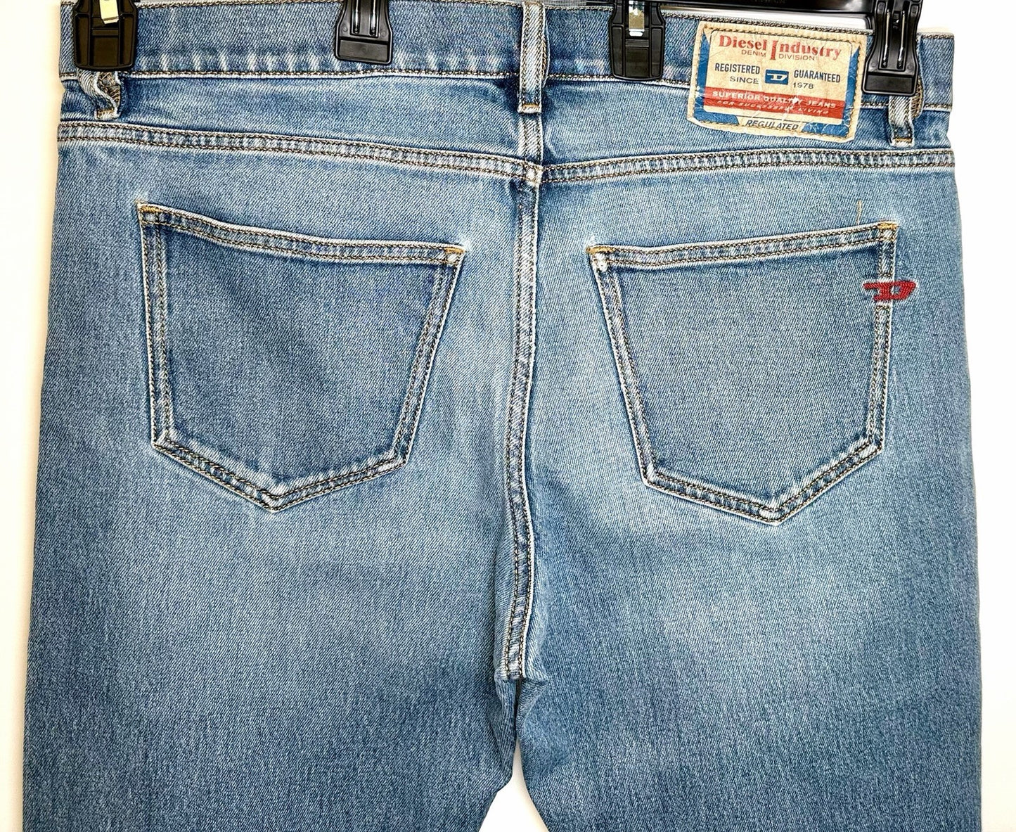 Diesel Jeans Distressed 2019 D-Strukt Mens 34x32 Slim Blue Cotton Blend Denim