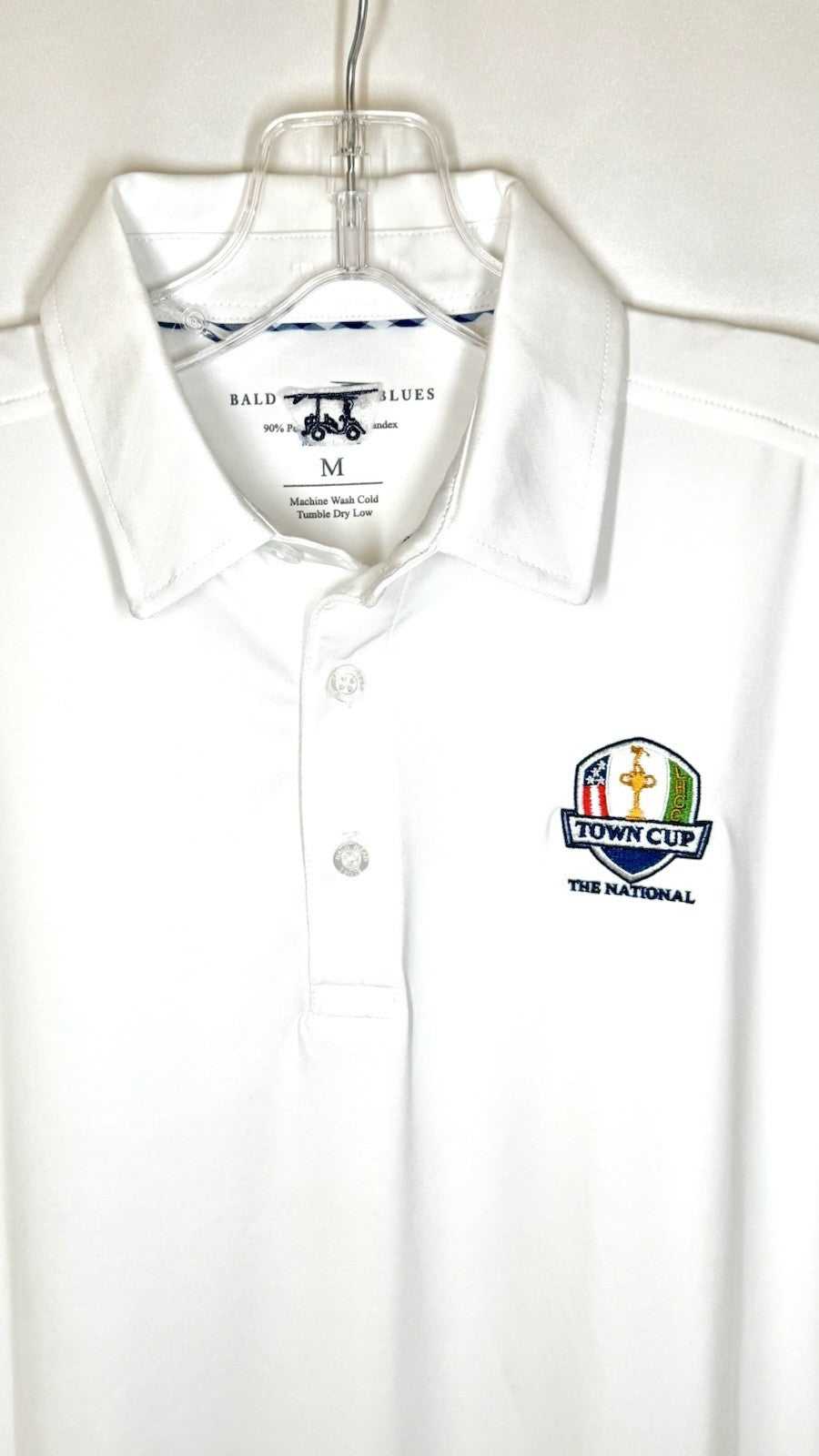 Bald Head Blues Polo Men’s Medium White The National Town Cup Golf Club Shirt