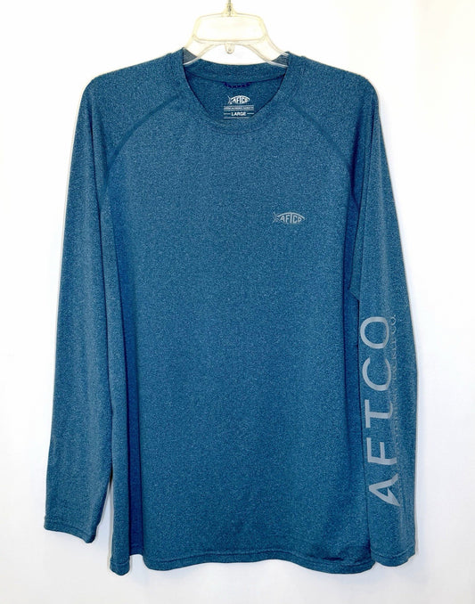 AFTCO Samurai 2 Sun Protection Long Sleeve Shirt / Blue Heather / Men’s Large