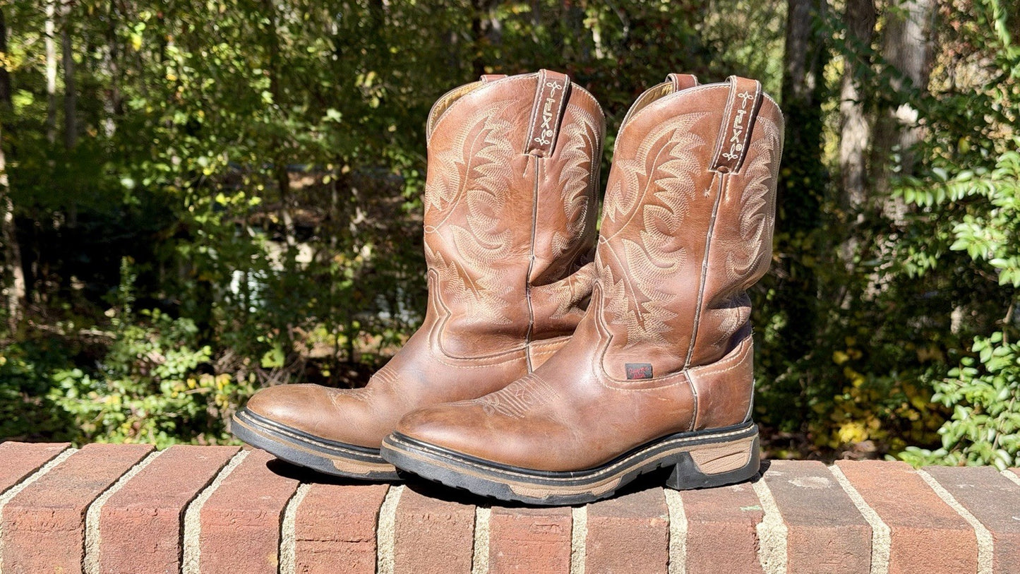 Tony Lama TLX Men's Waterproof Work Boots 9 D Brown Round Toe Style TW1012