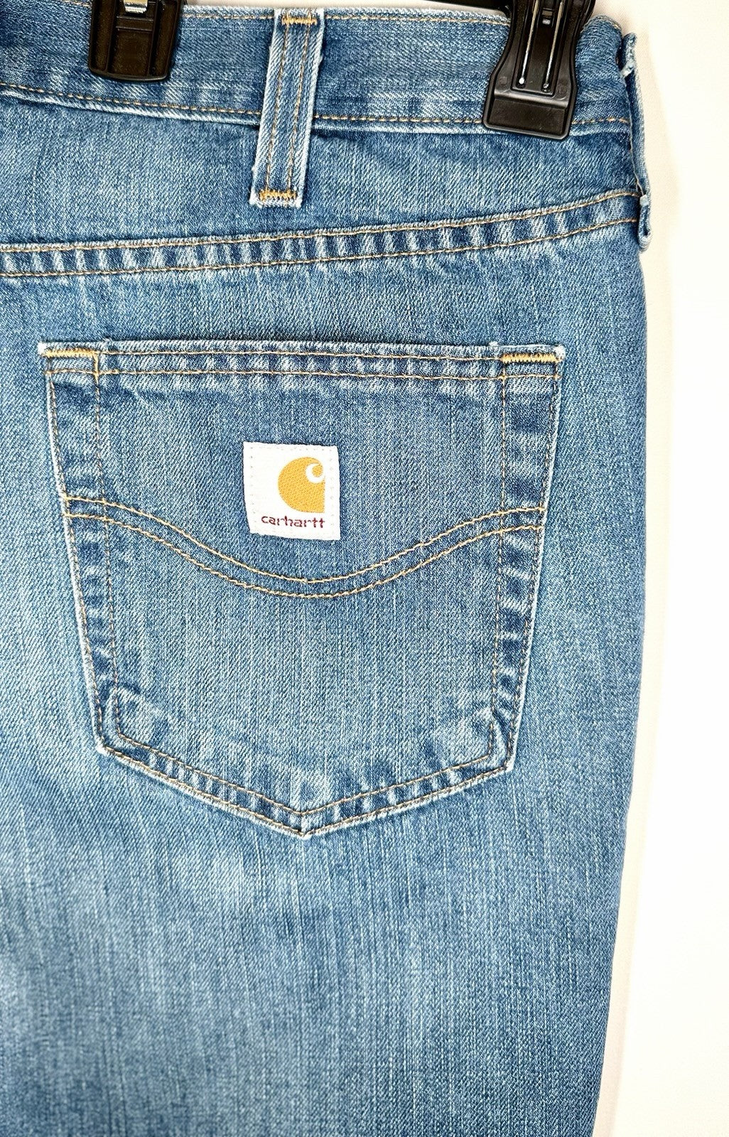 Carhartt Traditional Fit Jeans 36x30 Light Wash Blue Denim Straight Leg Workwear