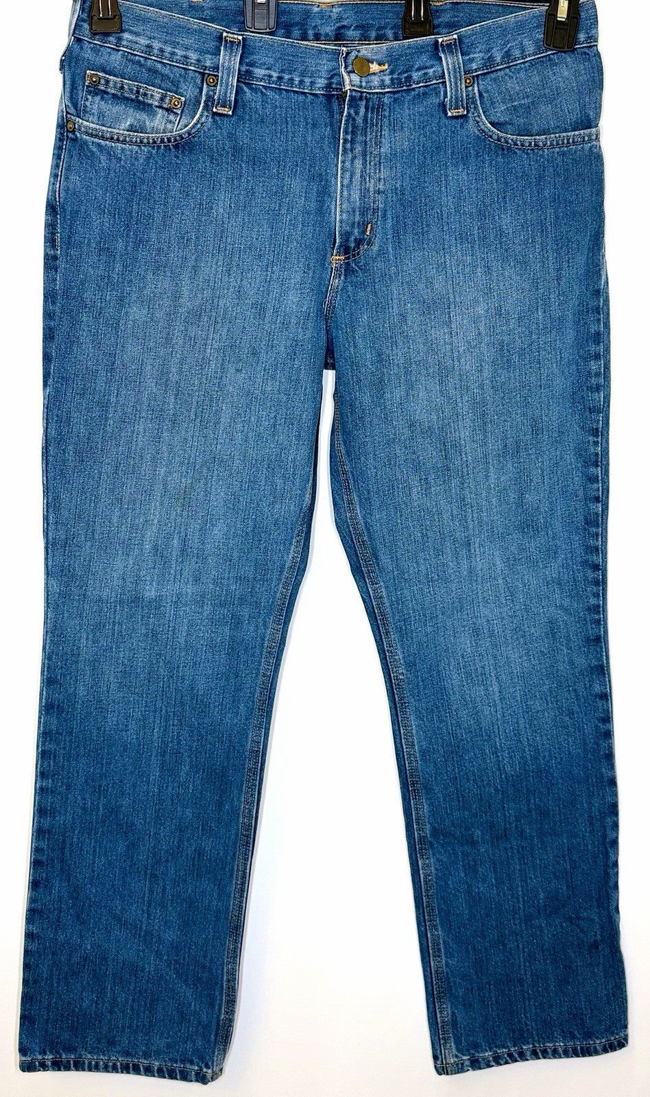 Carhartt Traditional Fit Jeans 36x30 Light Wash Blue Denim Straight Leg Workwear