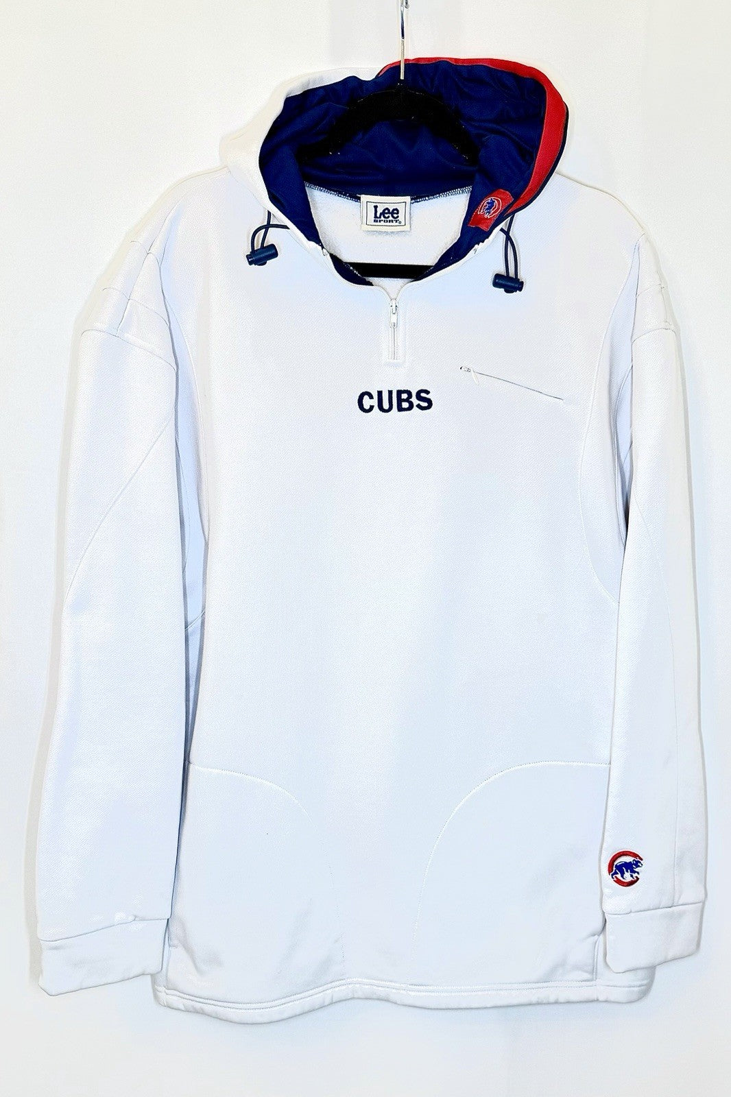 Vintage Lee Sports Chicago Cubs Embroidered White 1/4 Zip Pull Over Men’s XL