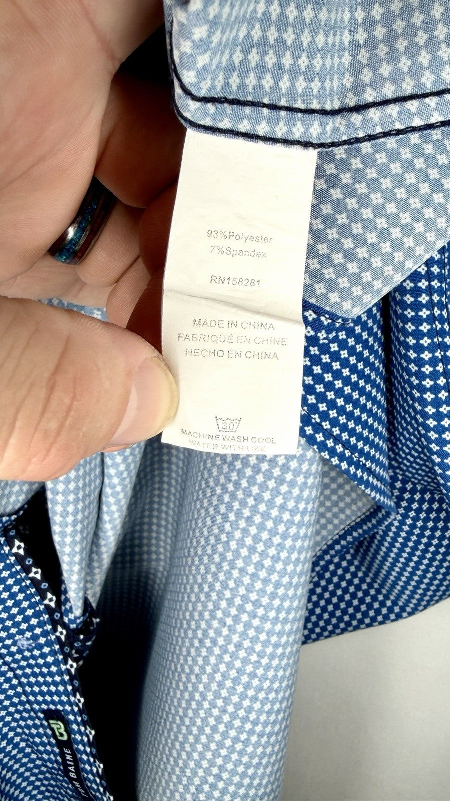 Tom Baine Men's Slim Fit Performance Long Sleeve Mini Plaid Shirt Navy Size XL