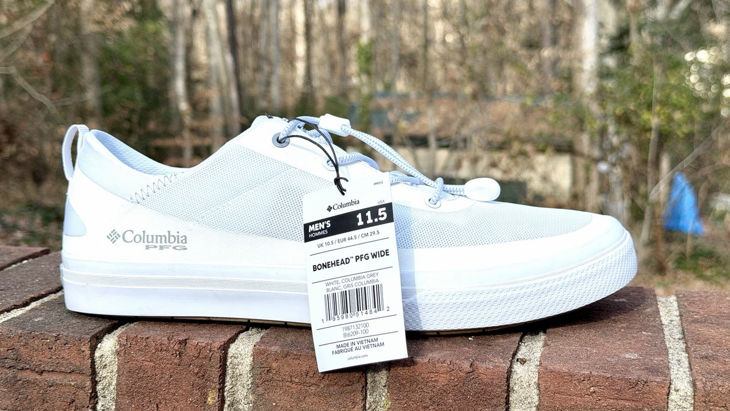 NWT Columbia Men's Bonehead PFG, White/Columbia Grey / Size 11.5 / New