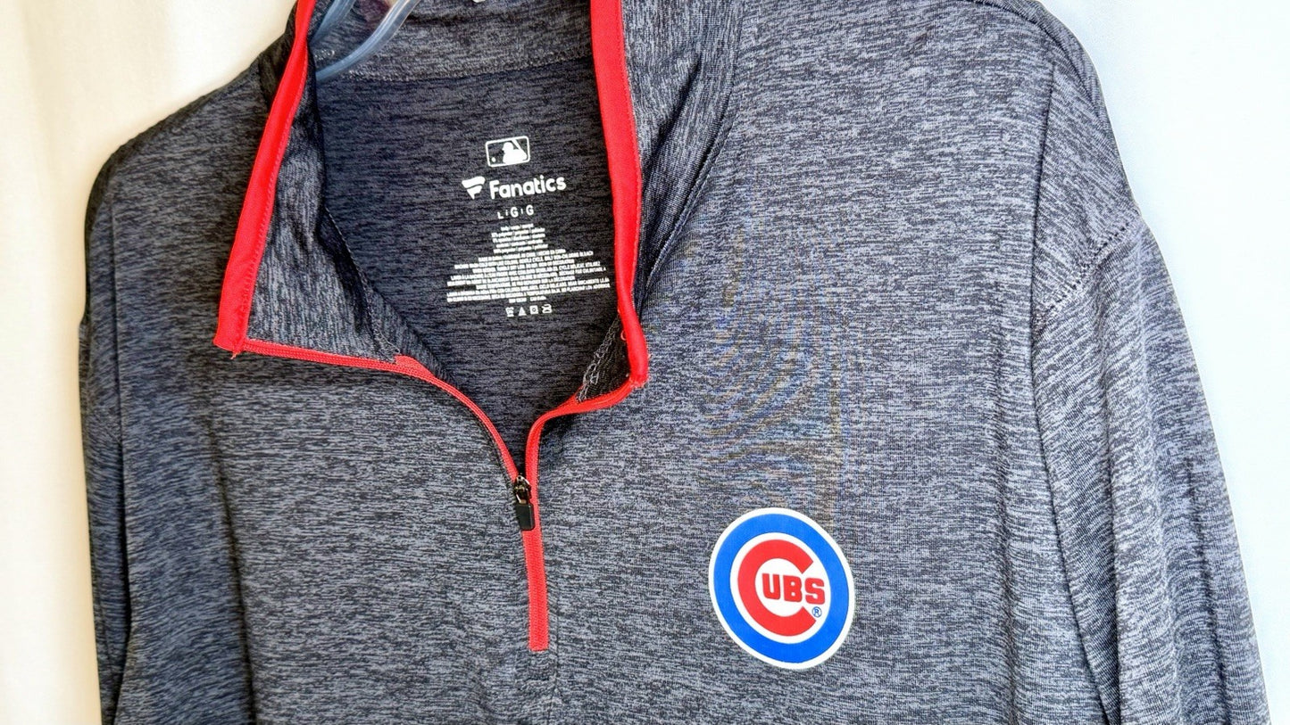 Fanatics Chicago Cubs Quarter Zip Pullover Mens Large Gray Stretch MLB Baseball