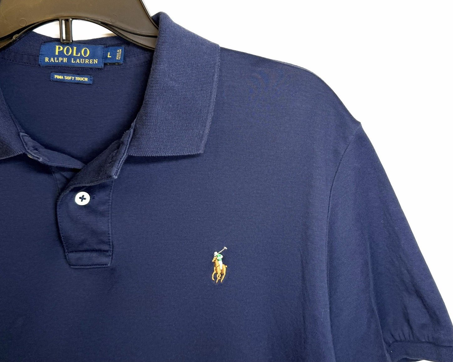 POLO RALPH LAUREN Shirt Large Blue Pima Soft Touch Multi-Color Horse