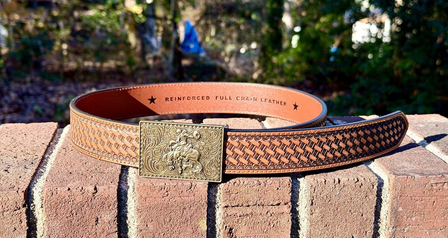 New Mission Belt Sz S Cowboy 40MM Buckle w/REINFORCED FULL GRAIN LEATHER BELT