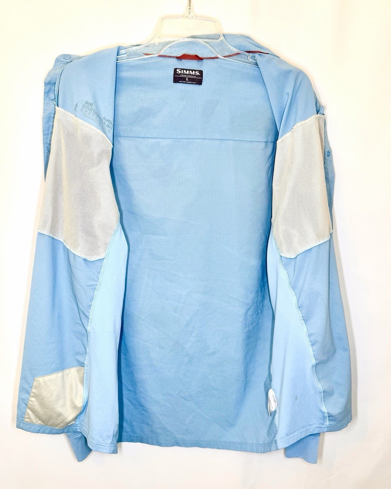 Simms Headwaters Double Haul Fishing Shirt Mens Size Large Light Blue Breathable