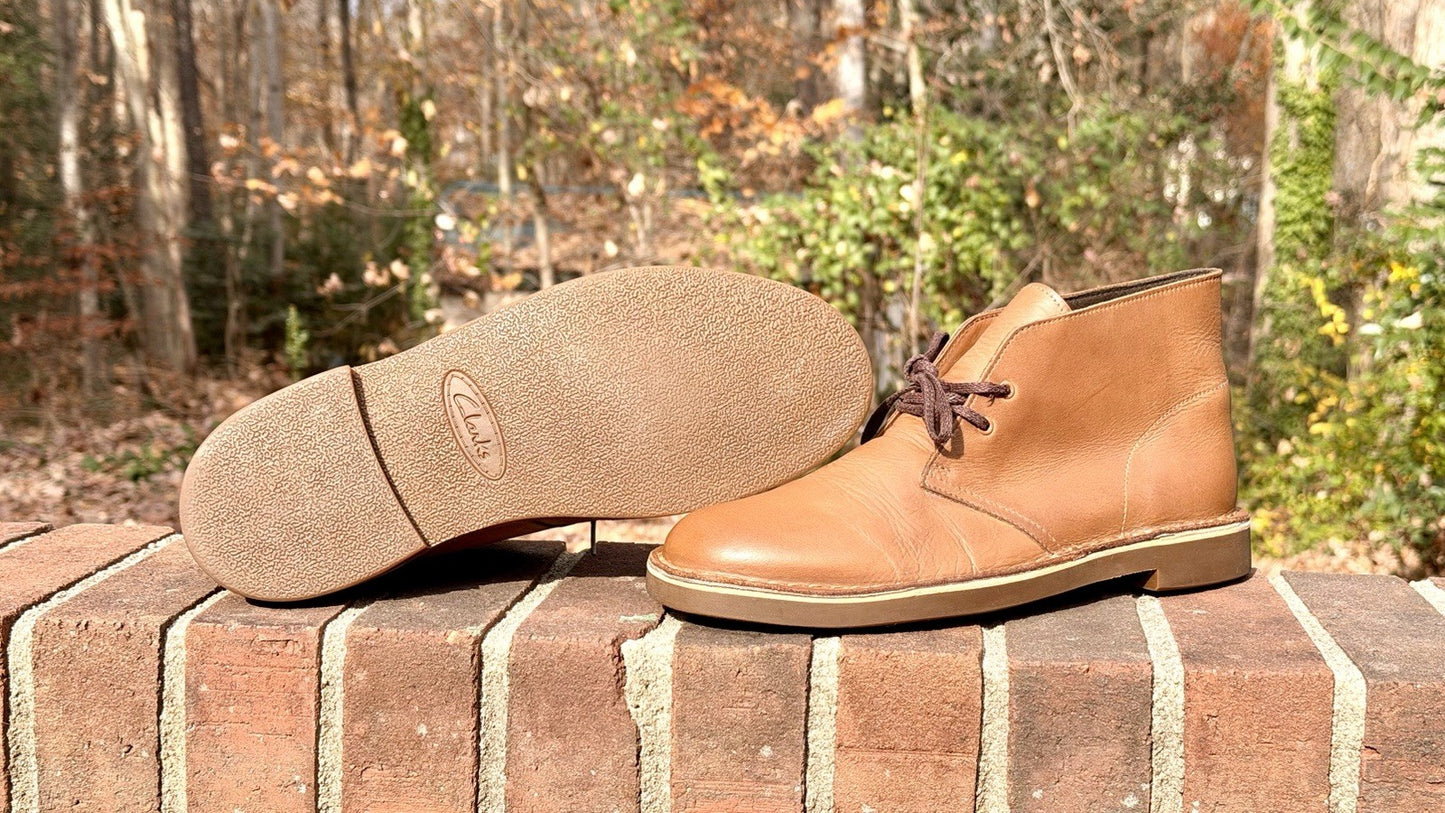 Clarks Mens Bushacre Ankle Chukka Boots Brown Round Toe Lace Up 9.5 M
