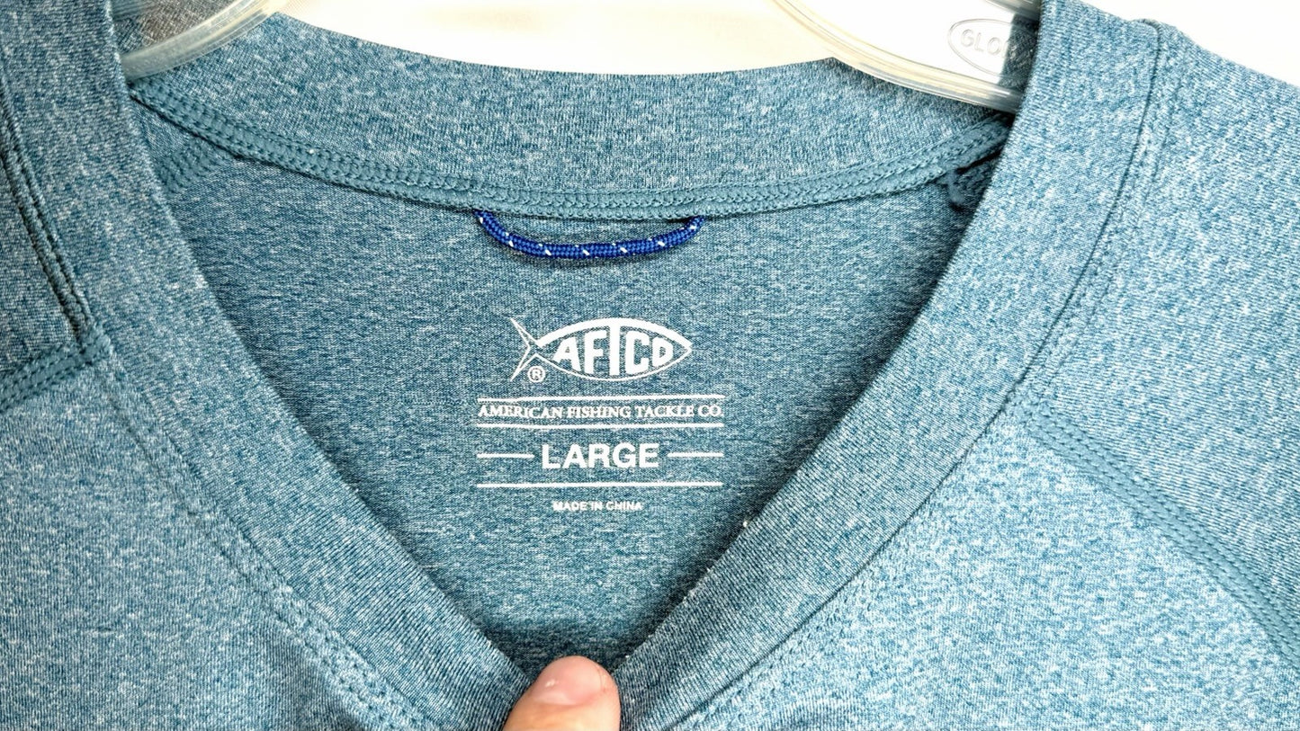 AFTCO Samurai 2 Sun Protection Long Sleeve Shirt / Blue Heather / Men’s Large