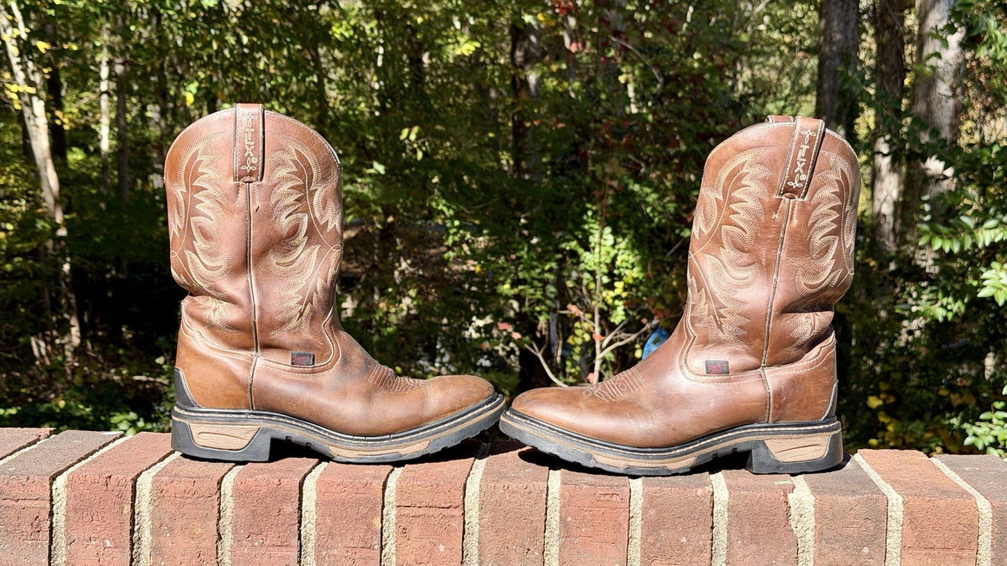 Tony Lama TLX Men's Waterproof Work Boots 9 D Brown Round Toe Style TW1012