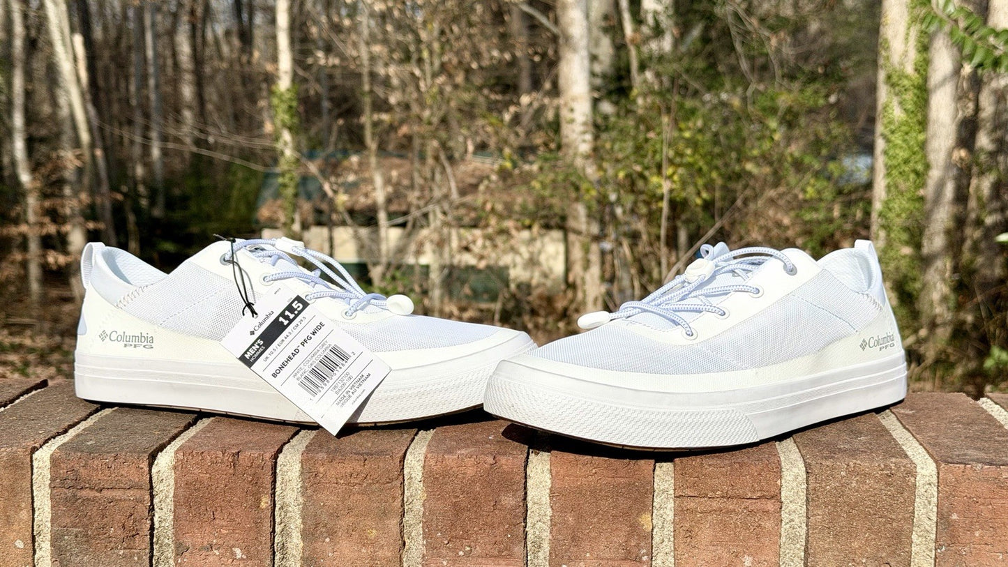NWT Columbia Men's Bonehead PFG, White/Columbia Grey / Size 11.5 / New