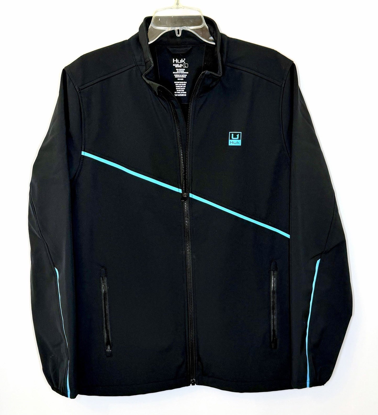 HUK CROSSLAKE WINDBLOCK JACKET / MEN’S SIZE LARGE / BLACK-BLUE