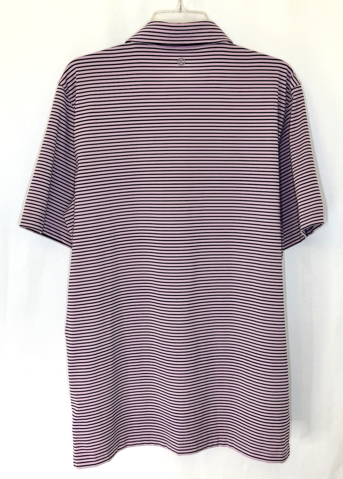 Stitch Golf Polo Shirt Men’s Large Pink Blue Stripe Poly Spandex Peru