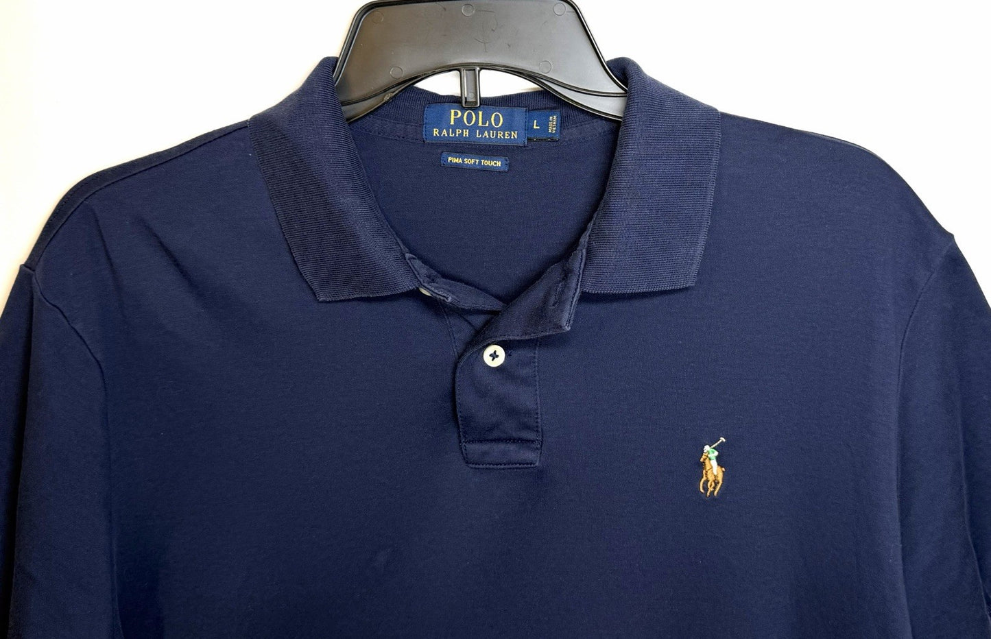POLO RALPH LAUREN Shirt Large Blue Pima Soft Touch Multi-Color Horse