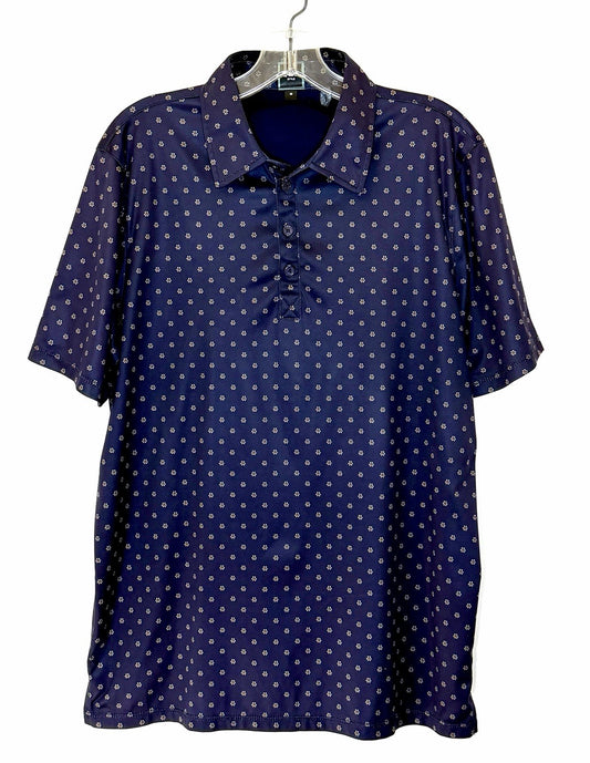 QED Style Polo Shirt Men’s Medium Blue Short Sleeve Polyester Blend Golf Golfer