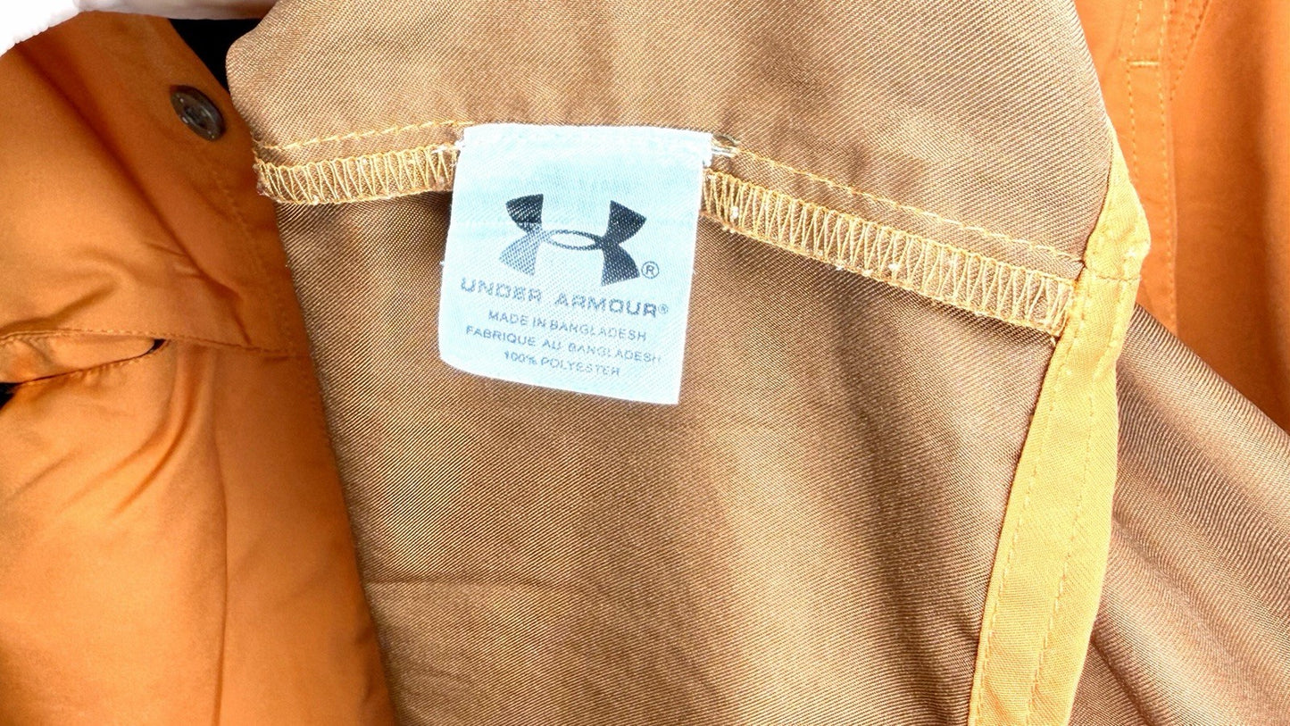 Under Armour Men’s Heat Gear LS Button Down Shirt  Sz Large Vented Neon Orange