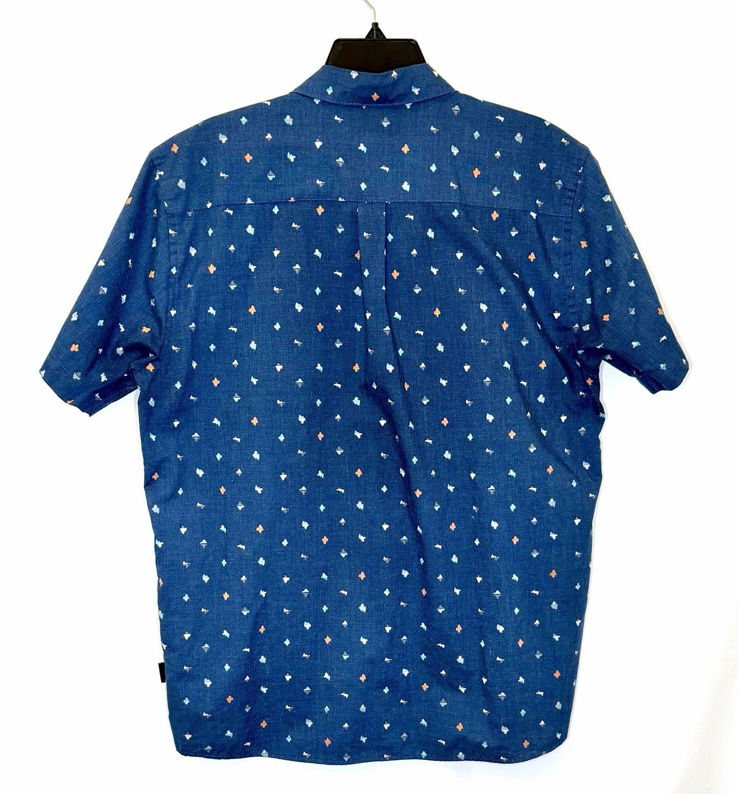 Patagonia Organic Cotton Button Up Mens Large Blue Short Sleeve Hardware Print