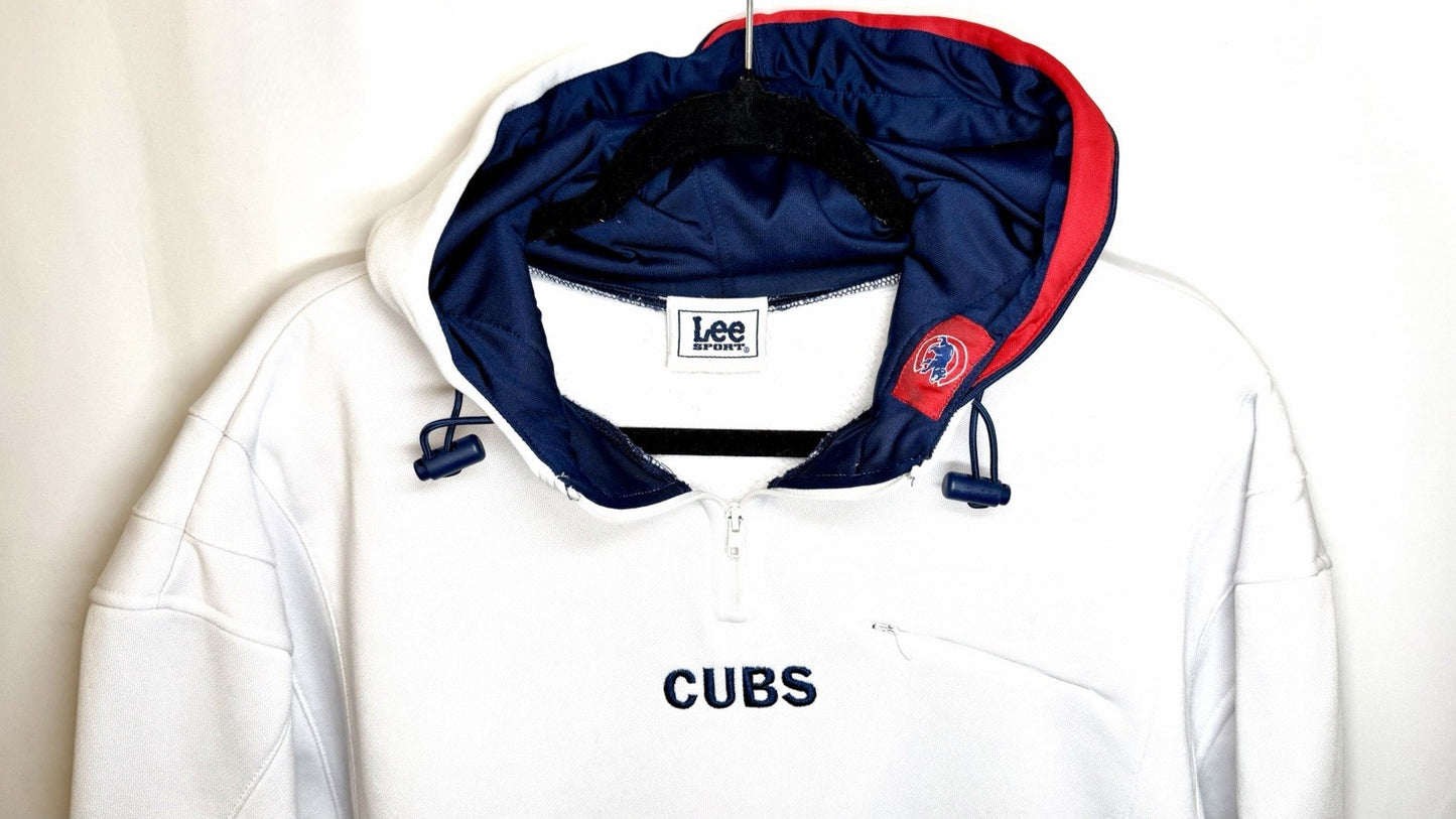 Vintage Lee Sports Chicago Cubs Embroidered White 1/4 Zip Pull Over Men’s XL