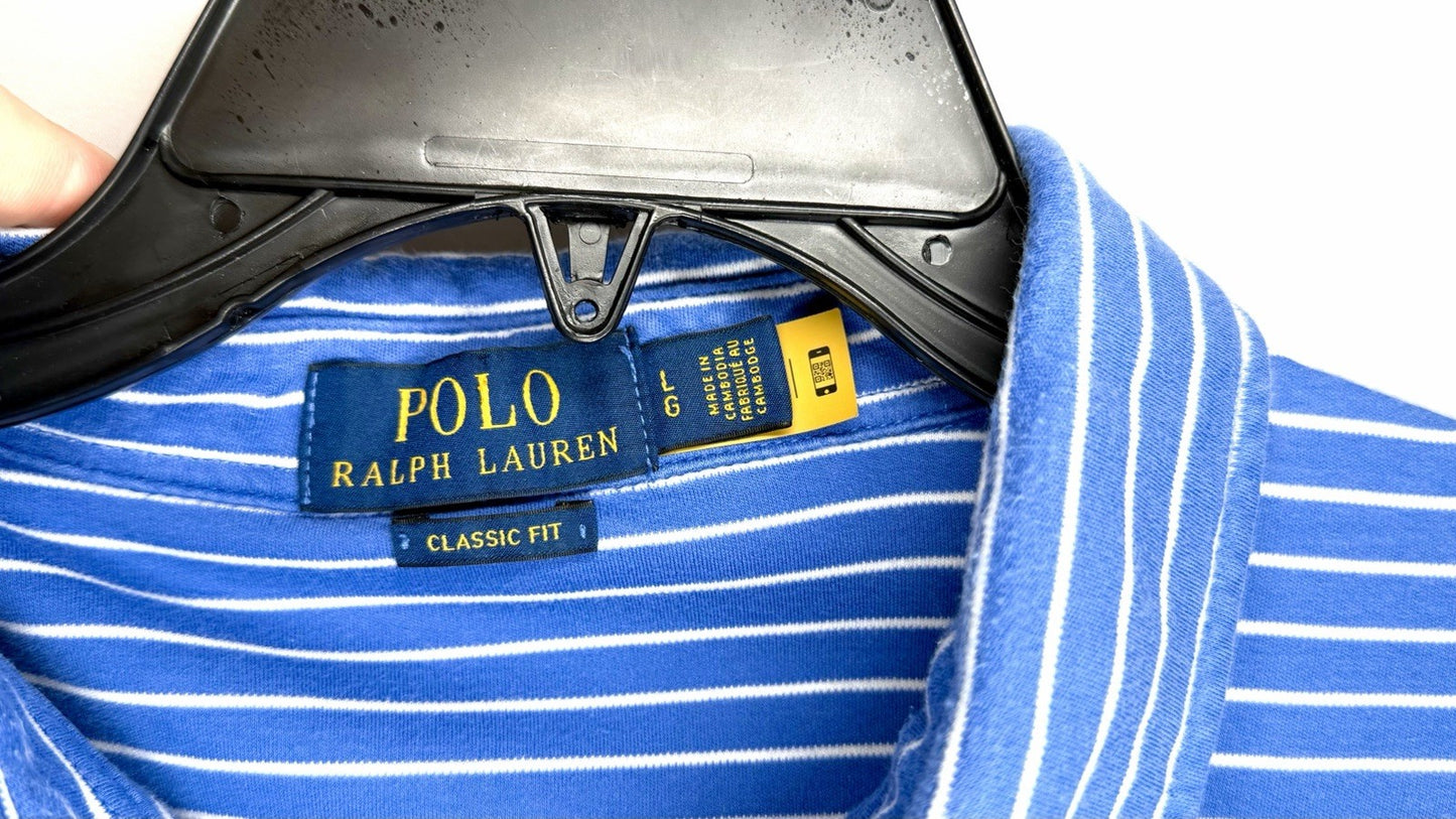 POLO RALPH LAUREN MEN’S BLUE STRIPED SHORT SLEEVE POLO SHIRT SIZE LARGE