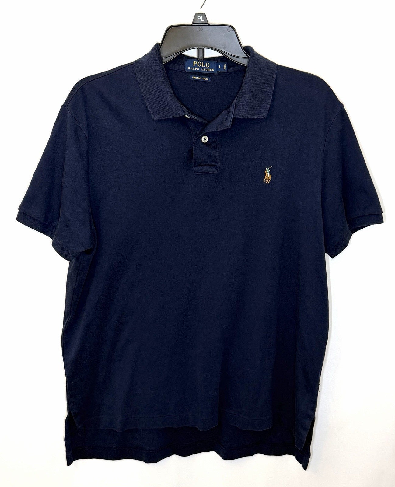 POLO RALPH LAUREN Shirt Large Blue Pima Soft Touch Multi-Color Horse