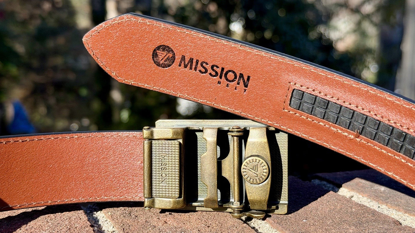 New Mission Belt Sz S Cowboy 40MM Buckle w/REINFORCED FULL GRAIN LEATHER BELT