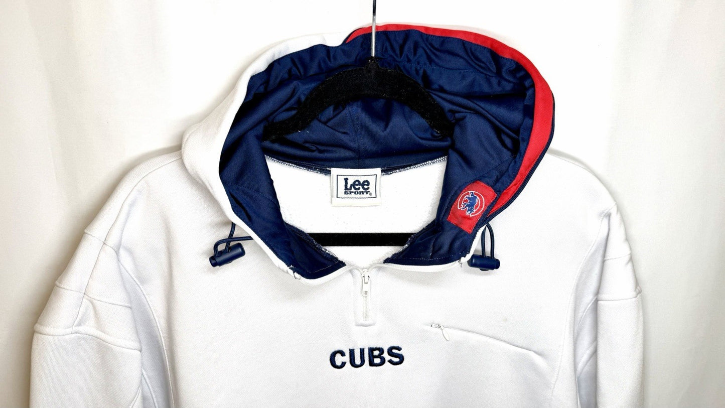 Vintage Lee Sports Chicago Cubs Embroidered White 1/4 Zip Pull Over Men’s XL