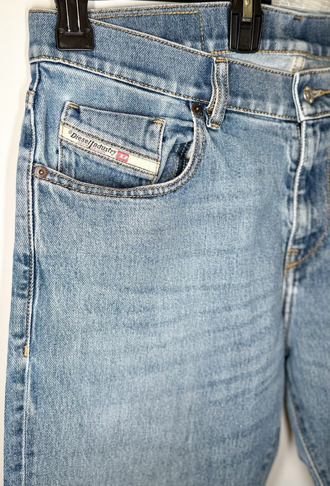Diesel Jeans Distressed 2019 D-Strukt Mens 34x32 Slim Blue Cotton Blend Denim