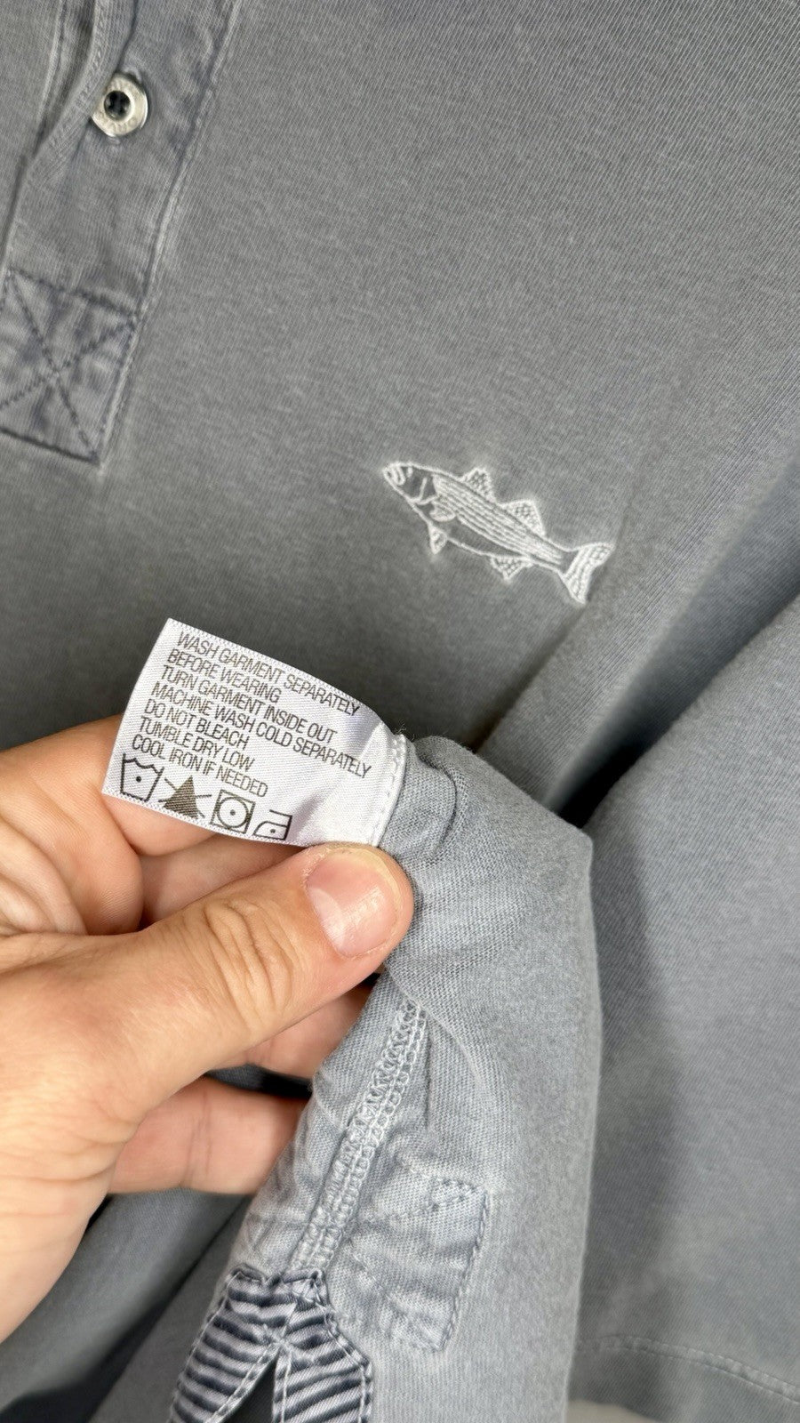 Orvis Vintage Mens Large Polo Shirt Grey Short Sleeve 100% heavy cotton