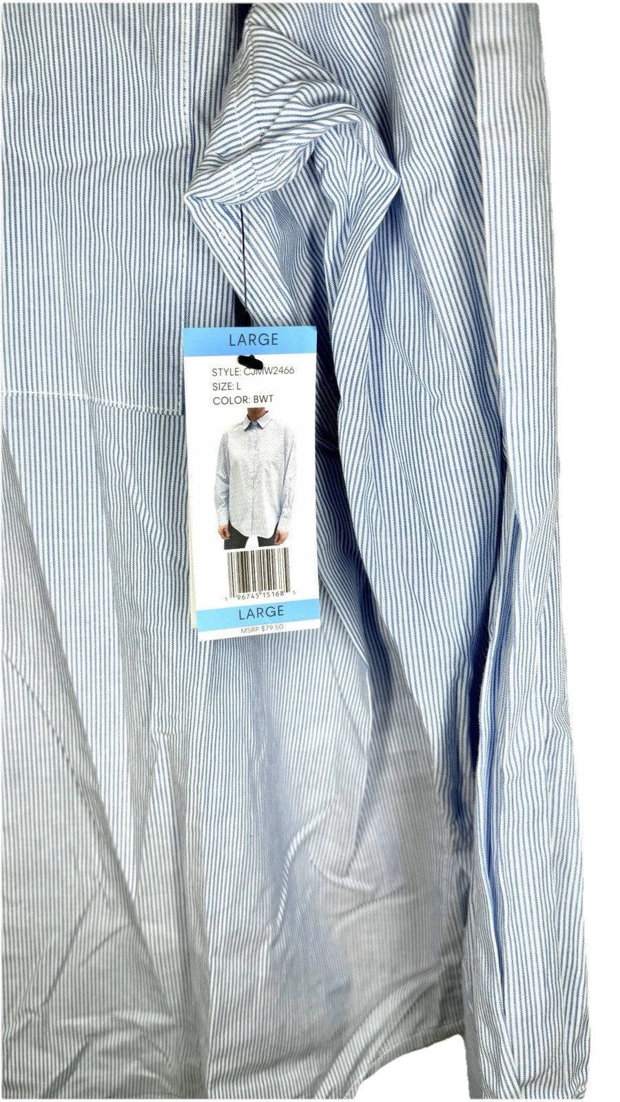 NWT Calvin Klein long sleeve cotton dress shirt button up light blue check LARGE