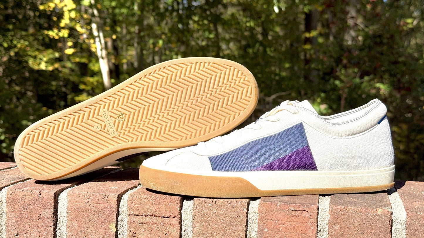 Rothy’s BlackBerry Block Lace Ups Lace Up Sneakers Off-White Blue Purple Size 10