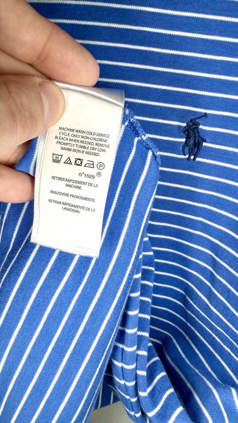 POLO RALPH LAUREN MEN’S BLUE STRIPED SHORT SLEEVE POLO SHIRT SIZE LARGE