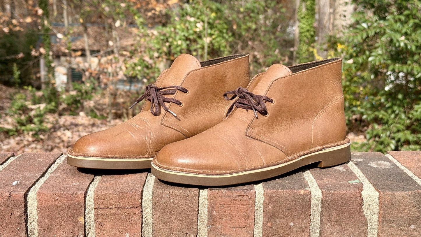 Clarks Mens Bushacre Ankle Chukka Boots Brown Round Toe Lace Up 9.5 M