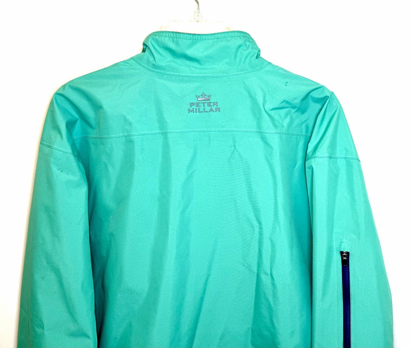 Peter Millar Element 4 Water Full Zip Teal Zip Pockets Golf Windbreaker Jacket L