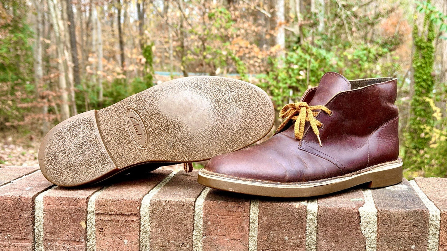 Clarks Originals Men's Brown Leather Gum Sole Desert Boots Shoes US 10.5 M Ankle