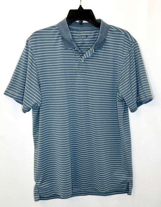 JOE'S JEANS Men's Medium Grey Heather Short Sleeve Stripped Polo Stretch